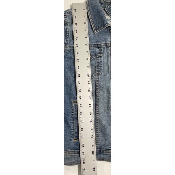 Old Navy Women Size M Denim Jacket Blue Medium Wash Trucker Button Front Classic - Picture 5 of 6